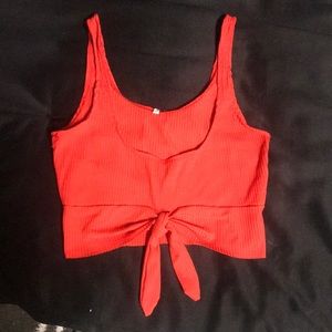 Red Ribbed Tank Top